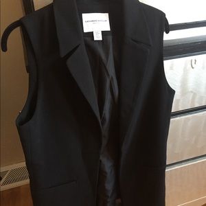 Black long lined vest